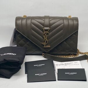 Saint Laurent Envelope Triquilt Small YSL Shoulder Bag in Smooth Leather